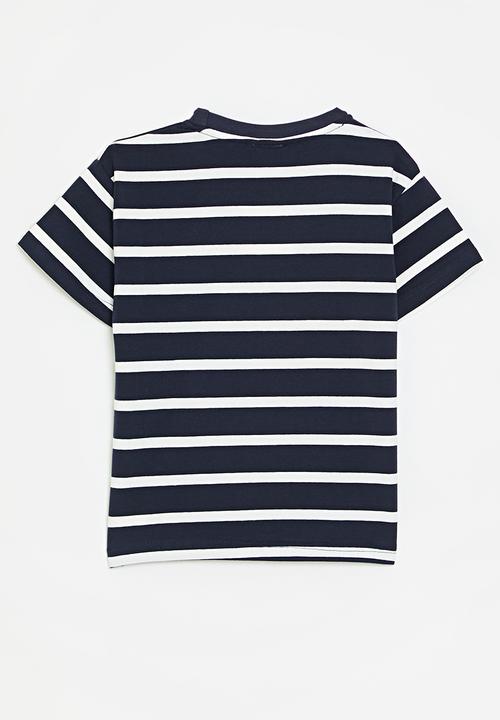 Pop Candy - Striped tee - blue & white
