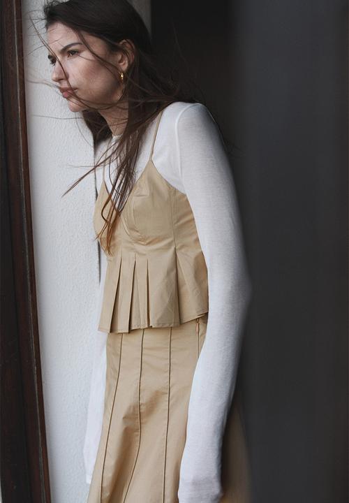 H&M - Pleated strappy top - beige