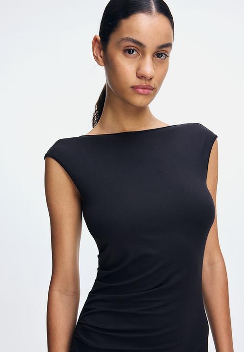 H&M - Draped bodycon dress - black