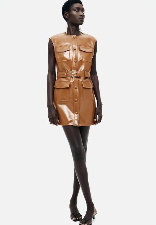 H&M - Coated cargo dress - brown