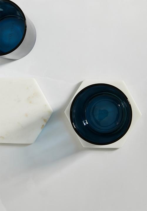 Sixth Floor - Hex marble coaster set of 4 - White