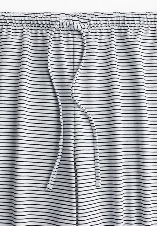 H&M - Straight drawstring trousers - white striped 