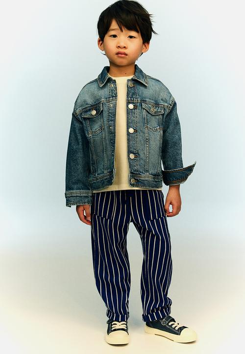 H&M - Textured jersey joggers - bright blue striped