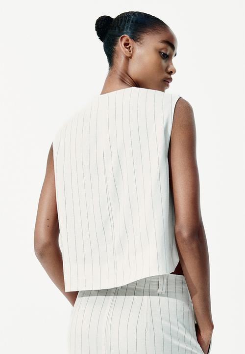 H&M - Waistcoat - cream pinstriped