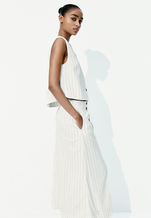 H&M - Waistcoat - cream pinstriped
