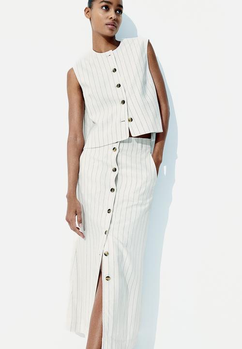 H&M - Waistcoat - cream pinstriped