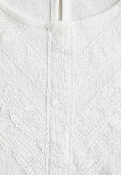 H&M - Lace-detail cotton blouse - white