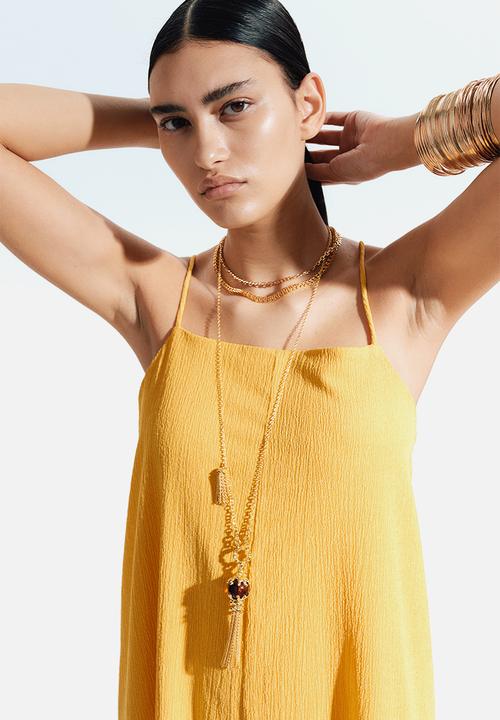 H&M - Crinkled strappy dress - yellow