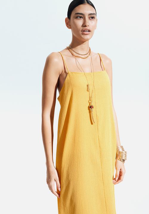 H&M - Crinkled strappy dress - yellow