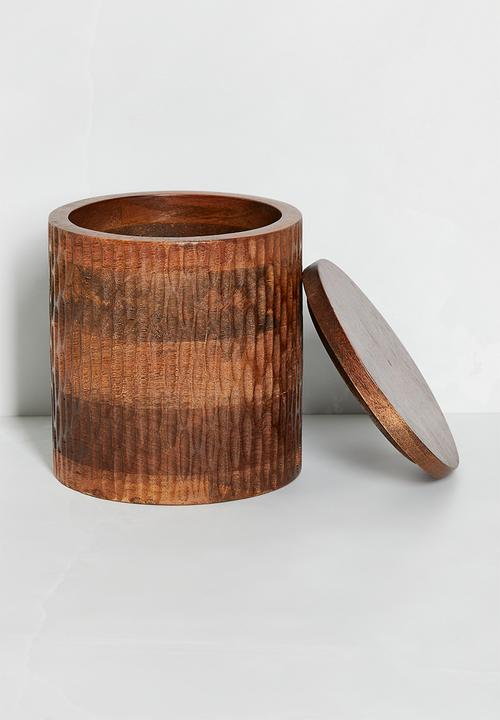Sixth Floor - Carved mango wood canister - Natural