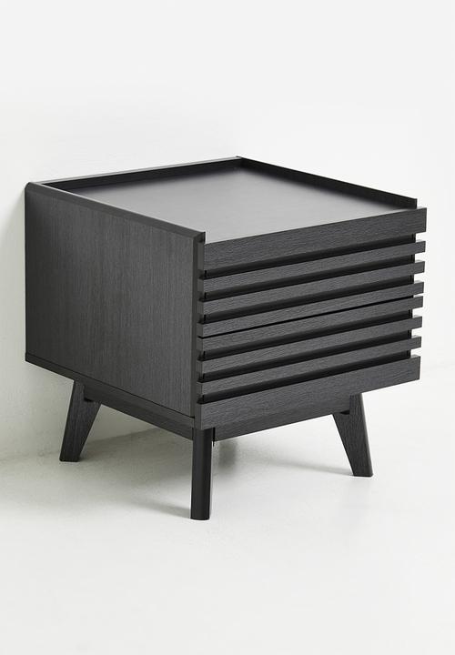 Sixth Floor - Slatted Bedside Table - Black
