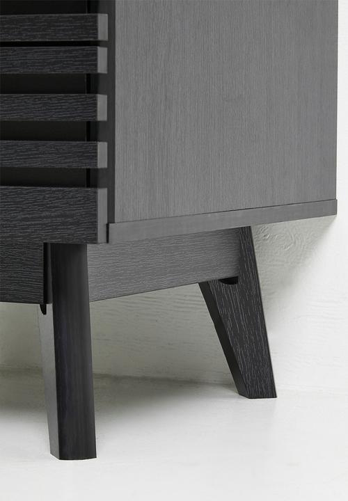 Sixth Floor - Slatted Bedside Table - Black