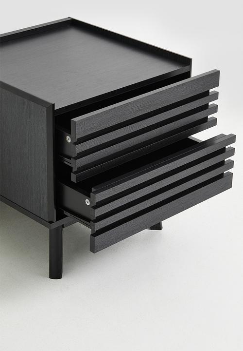 Sixth Floor - Slatted Bedside Table - Black