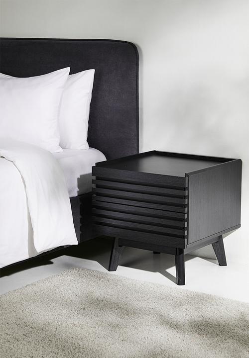 Sixth Floor - Slatted Bedside Table - Black