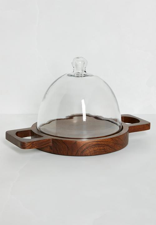 Sixth Floor - Wooden cheeseboard with glass dome - Natural