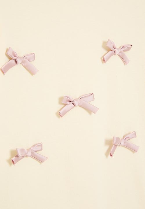 Pop Candy - Bow décor tee - ecru/pink