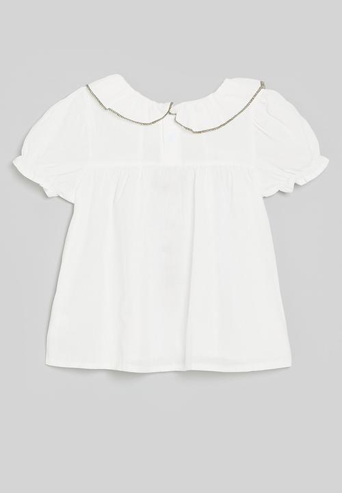 Pop Candy - Ruffle collar top - white