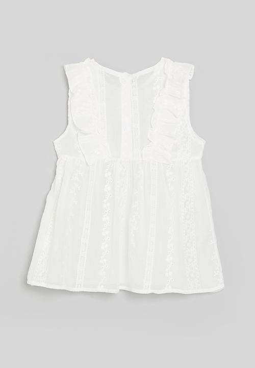 Pop Candy - Frilled sleeve top - white