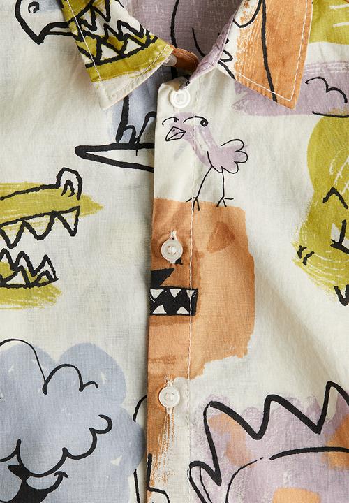 H&M - Printed short-sleeved shirt - cream animals