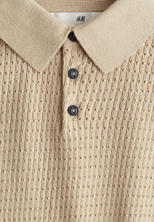H&M - Cotton-knit polo shirt - beige