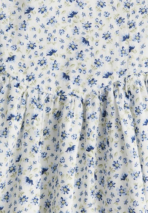 H&M - Flared-skirt cotton dress - cream floral