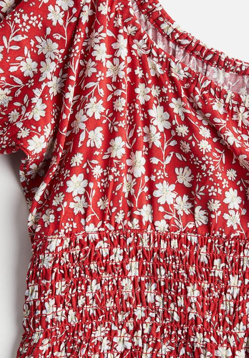 H&M - Smocked viscose blouse - red floral