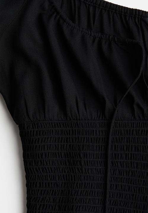 H&M - Smocked viscose blouse - black