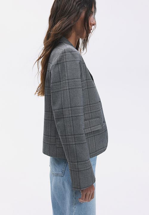 H&M - Single-breasted blazer - black checked