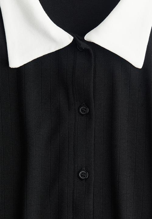 H&M - Ribbed short-sleeved shirt - black