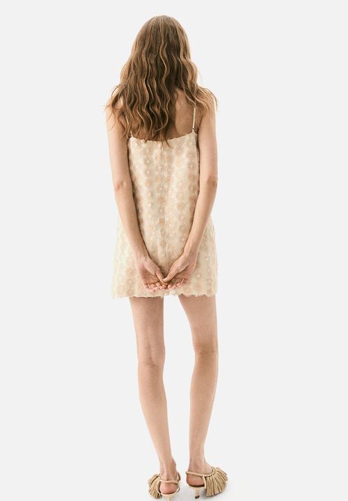 H&M - Appliquéd strappy dress -  light beige 