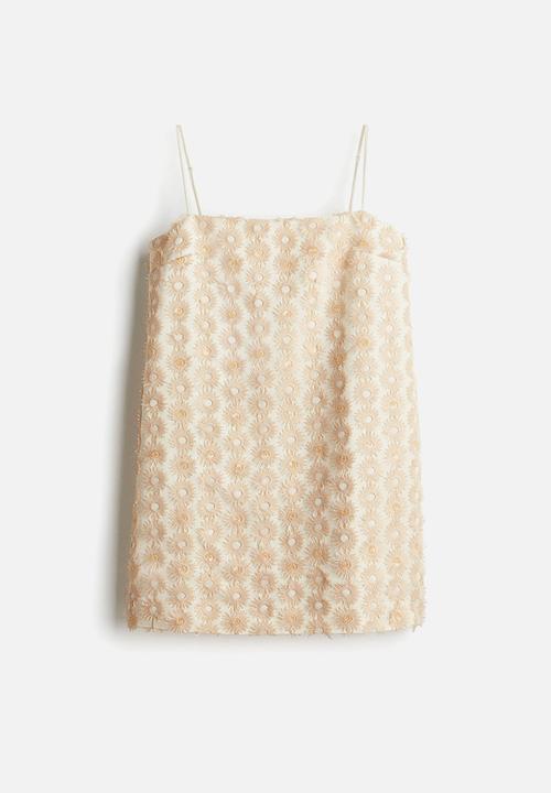 H&M - Appliquéd strappy dress -  light beige 