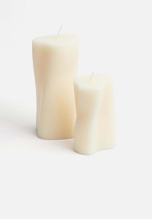 H&M - Asymmetric pillar candle - white