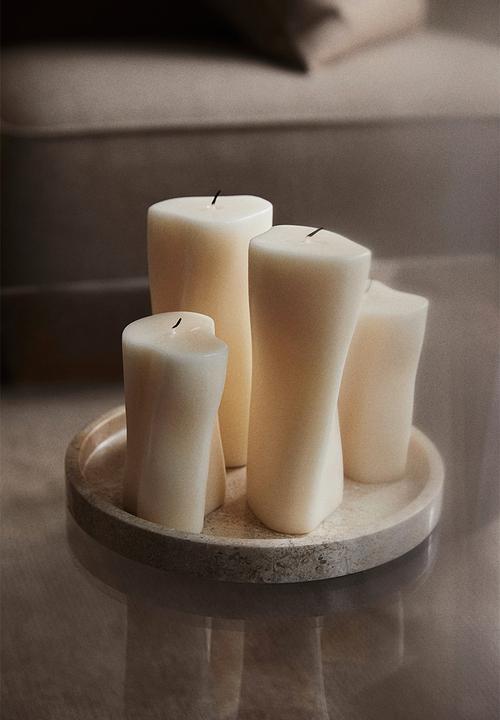H&M - Asymmetric pillar candle - white