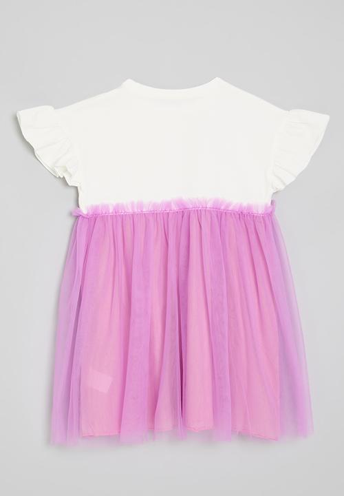 Pop Candy - Combo dress - white & purple