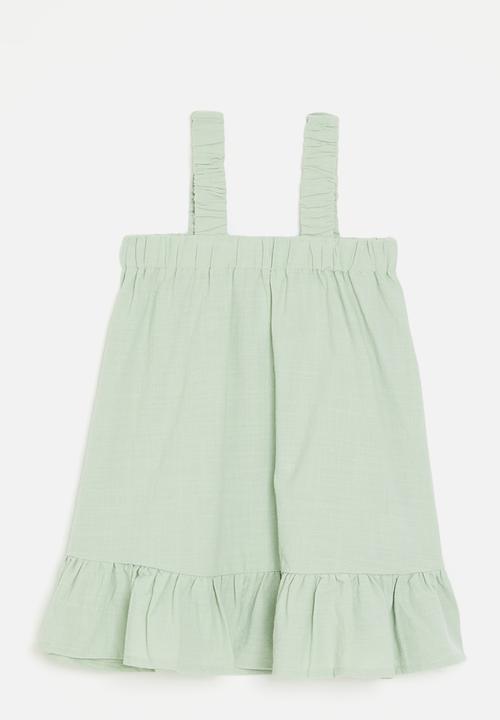 Pop Candy - Frilled hem dress -sage green 1