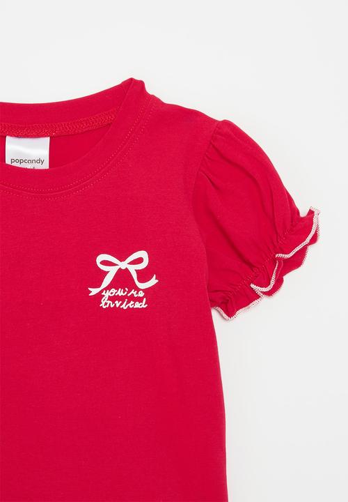 Pop Candy - Frilled hem tee - red