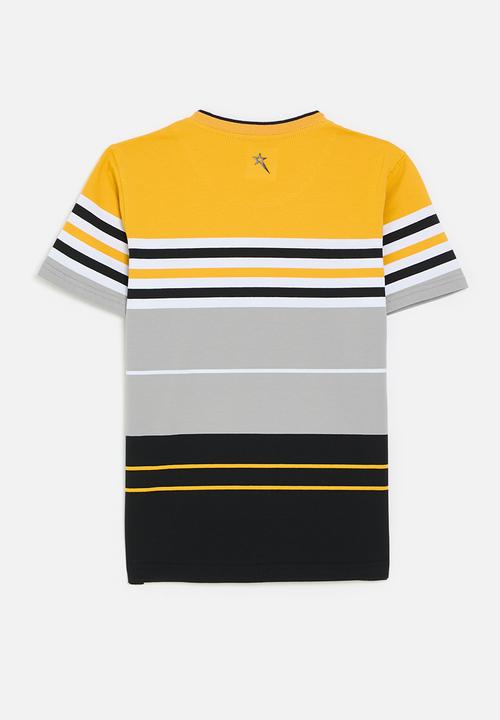 SOVIET - Boys v-neck y/dye stripe tee - new mustard