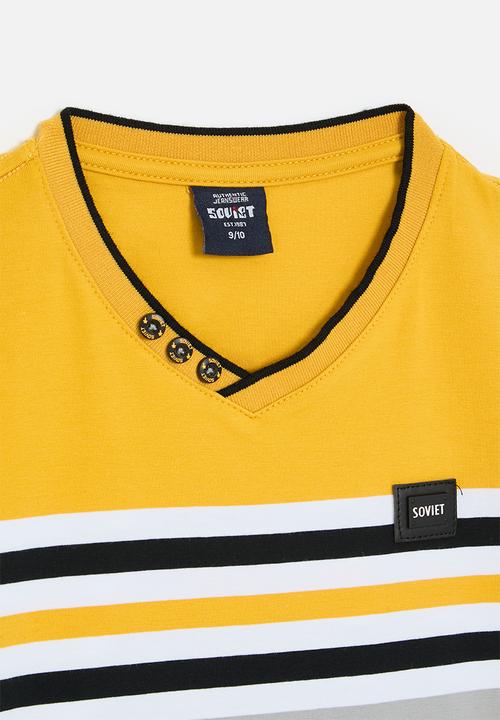 SOVIET - Boys v-neck y/dye stripe tee - new mustard