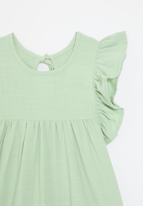Pop Candy - Frilled sleeve dress - sage green