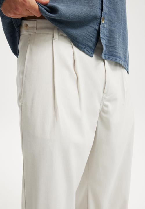 Cotton On - Super Baggy Pleated Pant - Washed Stone