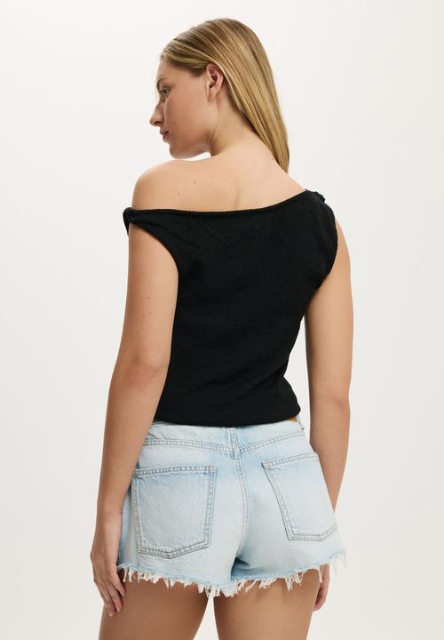Cotton On - Textured off the shoulder - black