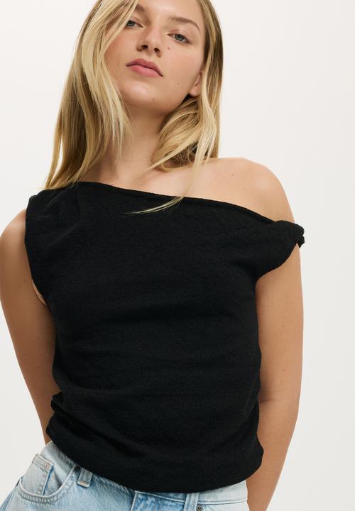 Cotton On - Textured off the shoulder - black