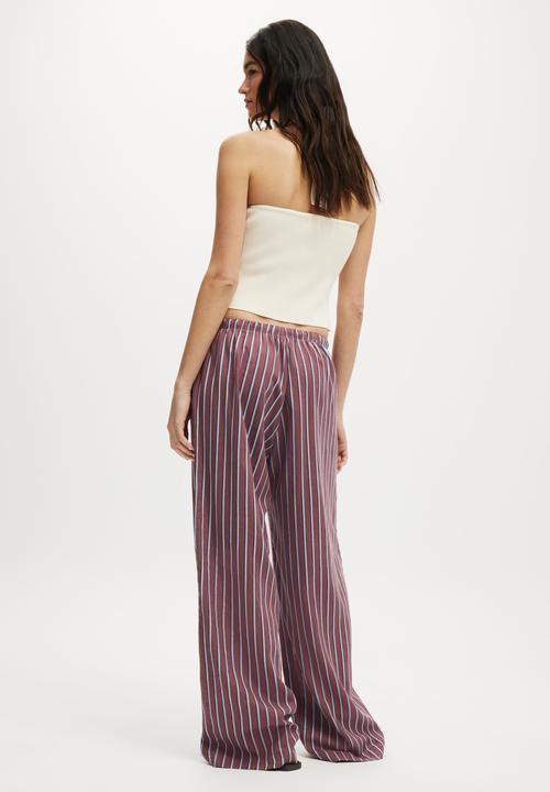 Cotton On - Haven wide leg pant - ally stripe wineberry