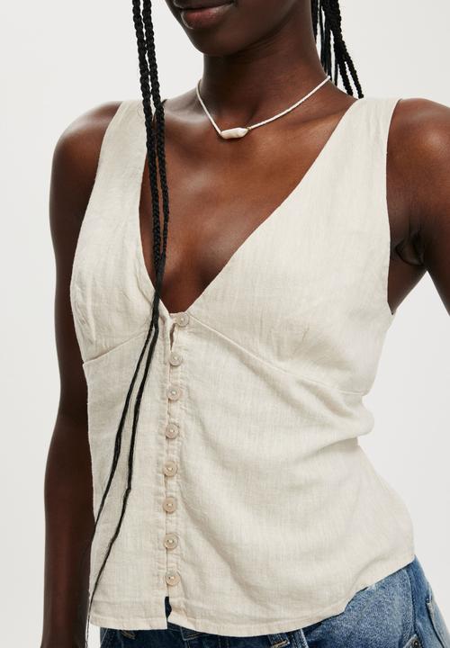 Cotton On - Haven button thru top - natural