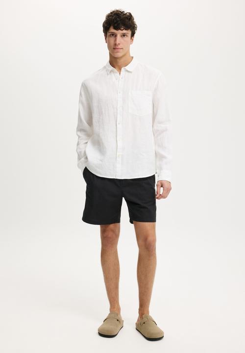 Cotton On - Relaxed Linen Long Sleeve Shirt - White