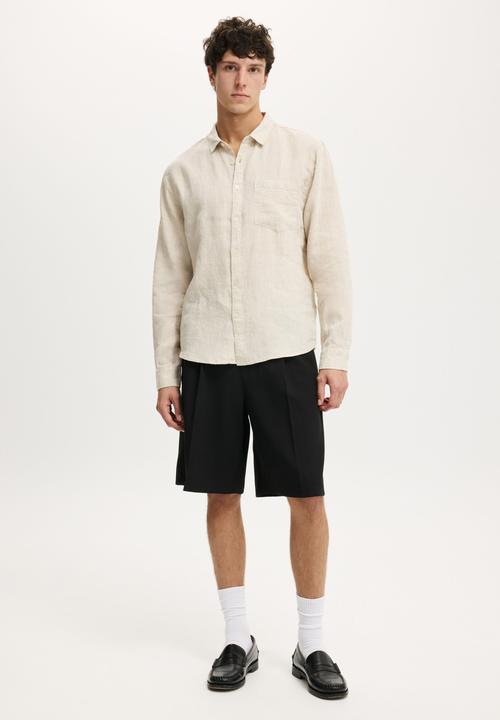 Cotton On - Relaxed Linen Long Sleeve Shirt - Oatmeal