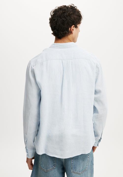 Cotton On - Relaxed Linen Long Sleeve Shirt - Sky Blue 