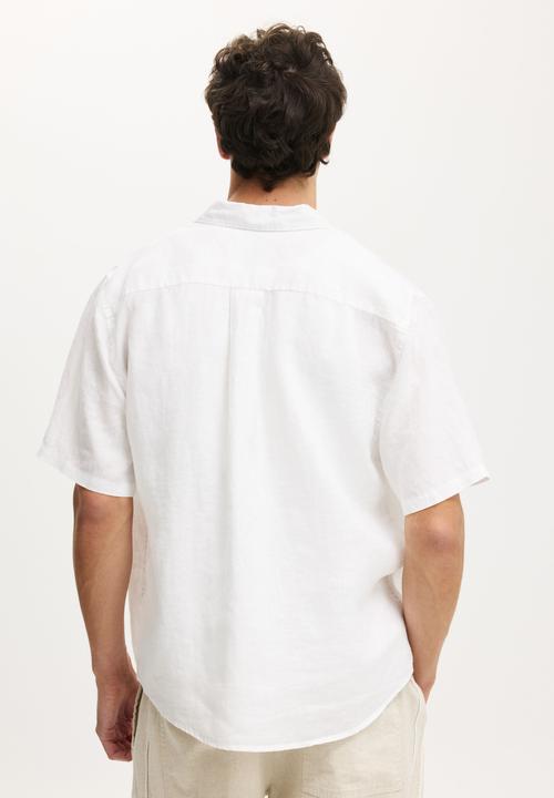 Cotton On - Relaxed Linen Short Sleeve Shirt - White
