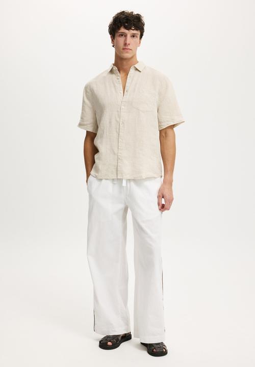 Cotton On - Relaxed Linen Short Sleeve Shirt - Oatmeal