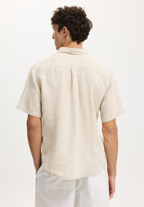 Cotton On - Relaxed Linen Short Sleeve Shirt - Oatmeal